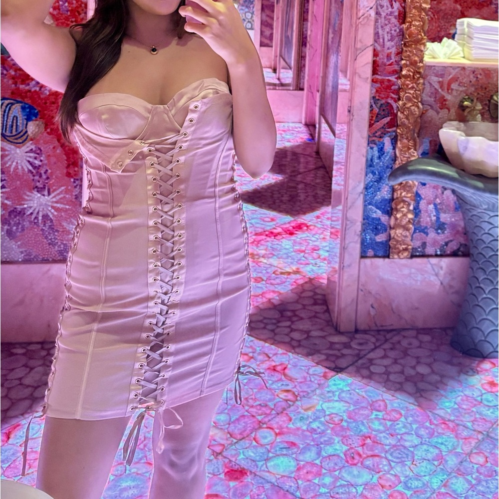 Oh Polly 
LACE UP CORSET BANDEAU MICRO MINI DRESS
